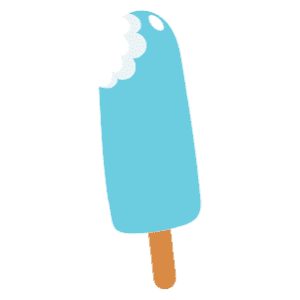 A blue ice pop with a bite taken out of it