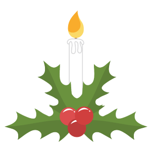 A single candle with some Xmas holly