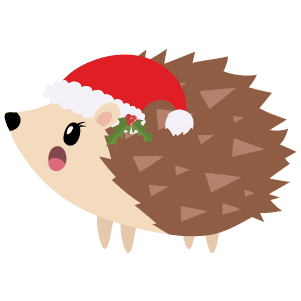 A cute Christmas hedgehog wearing a Santa hat