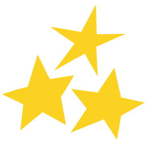 Three decorative yellow Christmas stars