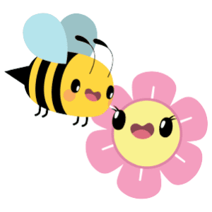 A cute bee flying over a happy flower