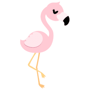 A female flamingo with its eyes closed and one of its legs off the ground