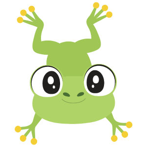 A leaping green frog