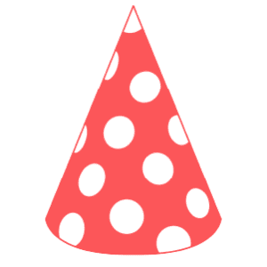 A dotted red party hat