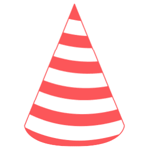 A striped red party hat