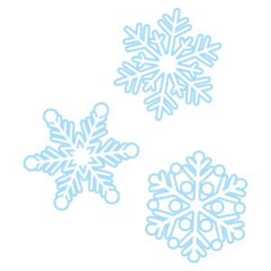 Three falling winter snowflakes