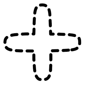 A black and white Addition symbol