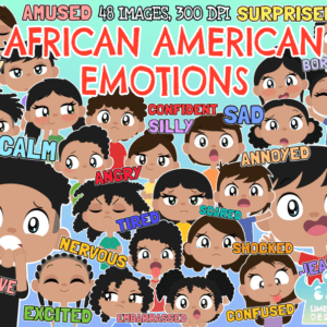 African American Kids Emotions (Option 1) Clipart Pack