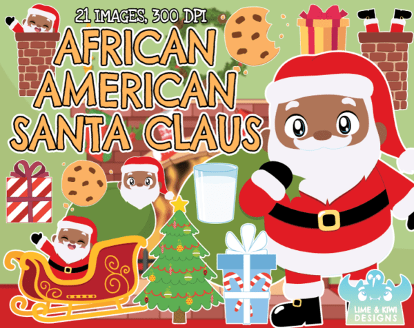 African American Santa Clipart Pack