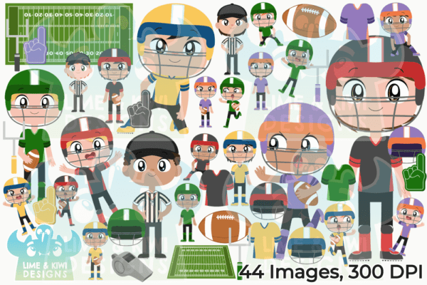 American Football Boys Clipart Pack All Images