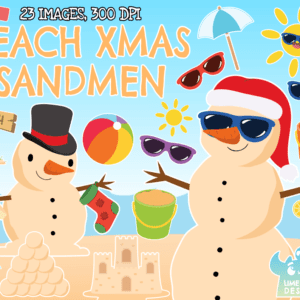 Beach Christmas Sandmen Clipart Pack