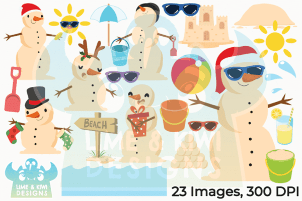 Beach Christmas Sandmen Clipart Pack All Images