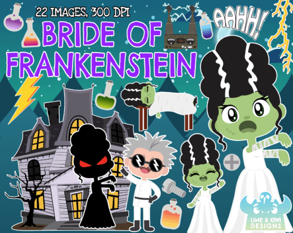 Bride of Frankenstein Clipart Pack