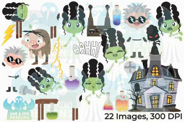 Bride of Frankenstein Clipart Pack All Images