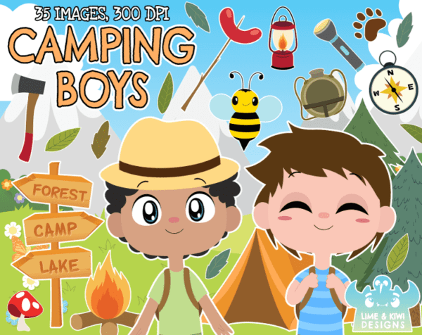 Camping Boys Clipart Pack