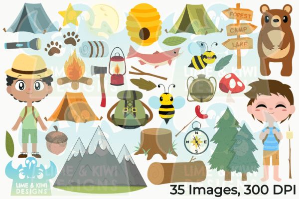 Camping Boys Clipart Pack All Images