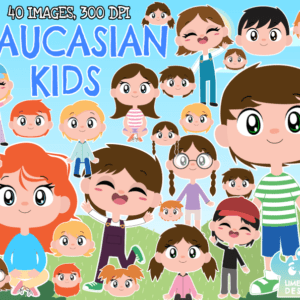 Caucasian Kids Clipart Pack