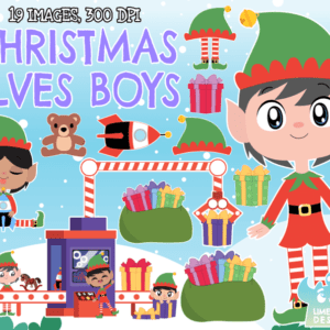 Christmas Elves Boy Clipart Pack