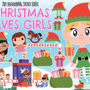 Christmas Elves Girls Clipart Pack