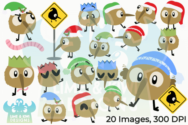 Christmas Kiwi Birds Clipart Pack All Images