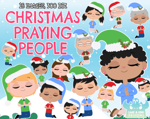 Christmas Praying People Clipart Pack