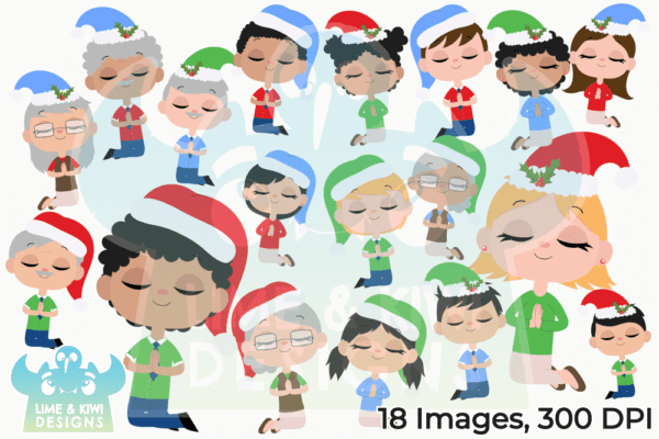 Christmas Praying People Clipart Pack All Images