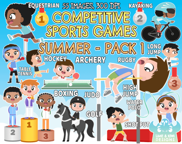 Competitive Sports Games Summer 1 Clipart Pack