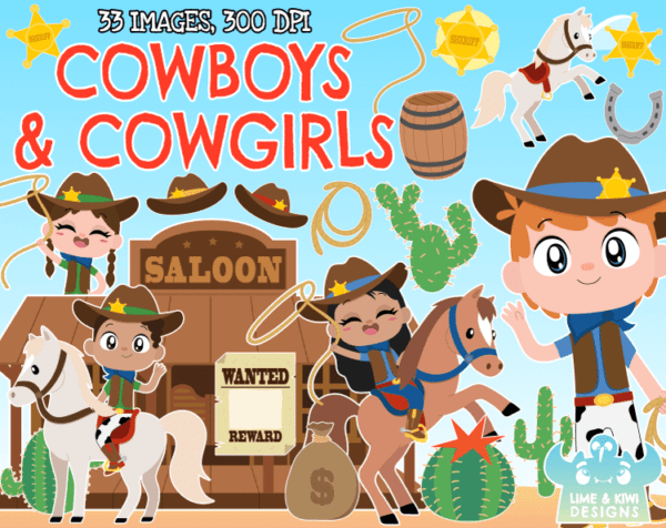 Cowboys and Cowgirls Clipart Pack