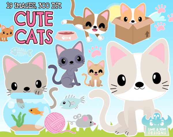 Cute Cats Clipart Pack