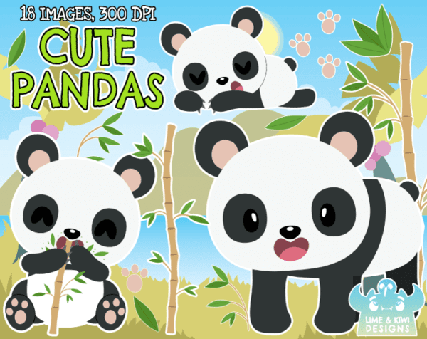 Cute Pandas Clipart Pack