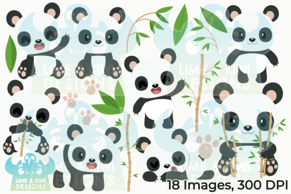 Cute Pandas Clipart Pack All Images