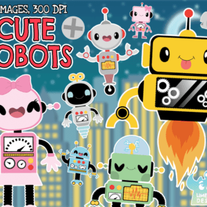 Cute Robots Clipart Pack