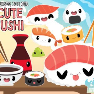 Cute Sushi Clipart Pack