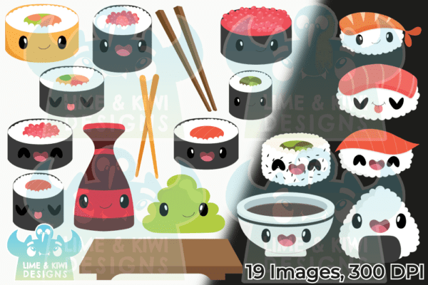 Cute Sushi Clipart Pack All Images