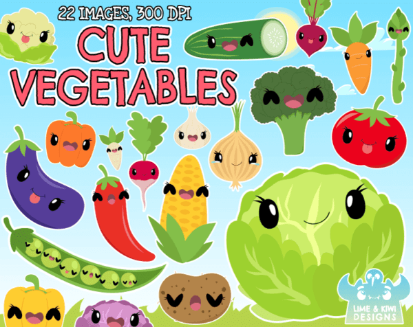 Cute Vegetables Clipart Pack