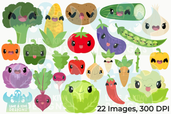 Cute Vegetables Clipart Pack All Images