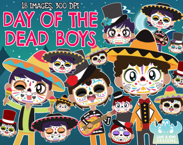 Day of the Dead Boys Clipart Pack