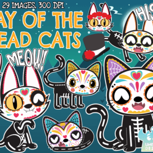 Day of the Dead Cats Clipart Pack