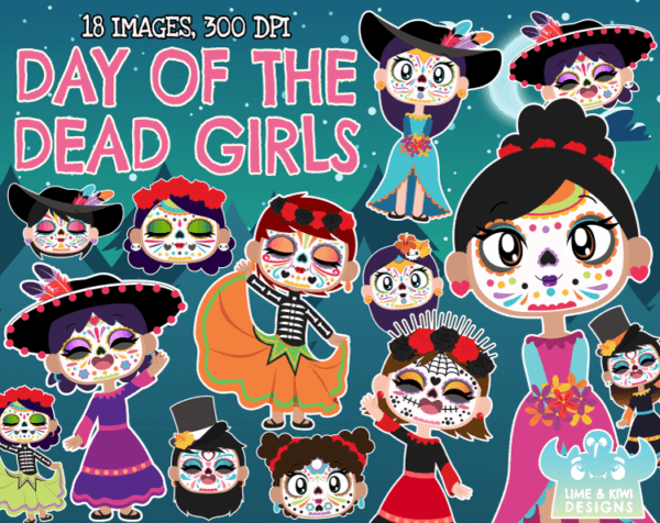 Day of the Dead Girls Clipart Pack