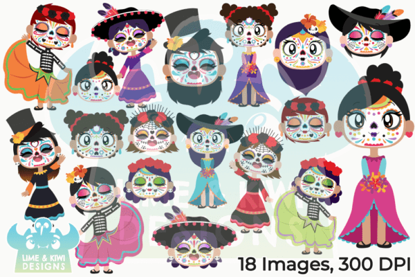 Day of the Dead Girls Clipart Pack All Images