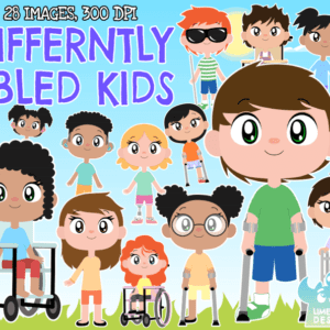 Differently Abled Kids Clipart Pack