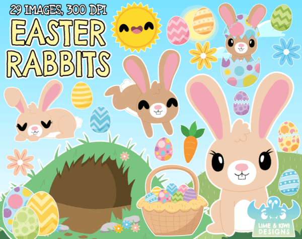 Easter Rabbits Clipart Pack