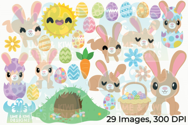 Easter Rabbits Clipart Pack All Images