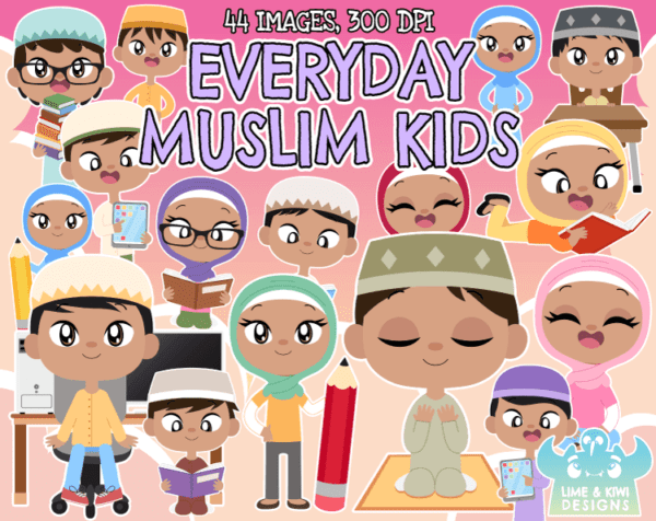 Everyday Muslim Kids Clipart Pack