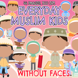 Everyday Muslim Kids Without Faces Clipart Pack