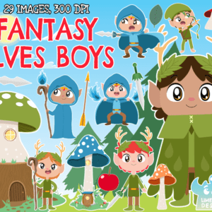 Fantasy Elves Boys Clipart Pack