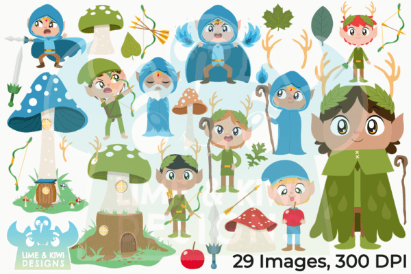 Fantasy Elves Boys Clipart Pack All Images