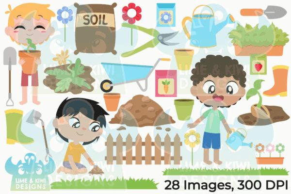 Gardening Boys Clipart Pack All Images