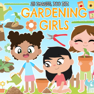 Gardening Girls Clipart Pack