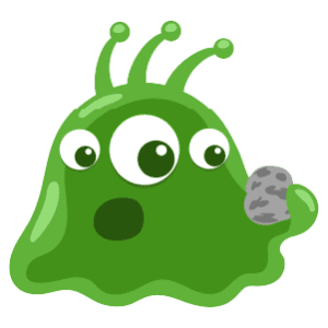 A Green Alien Holding A Space Rock